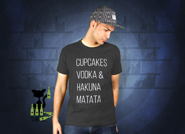 Herren T-Shirt Cupcakes Vodka & Hakuna Matata