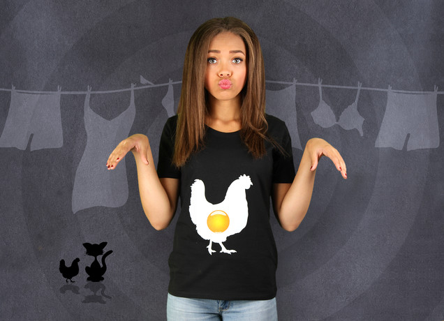 Damen T-Shirt Das-Die Henne-Ei-Problem-Lösung