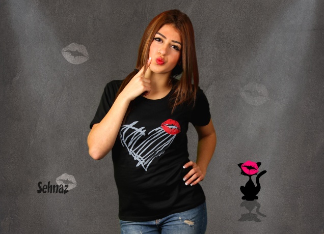 Damen T-Shirt Heart Love