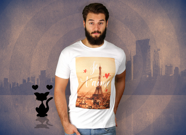 Herren T-Shirt Je t'aime