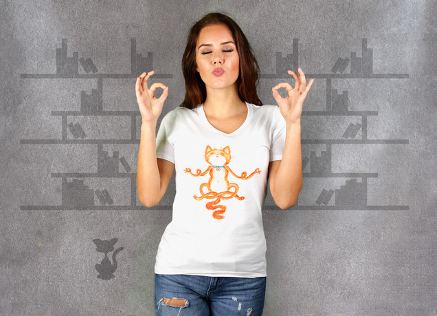 Damen T-Shirt The Yoga Cat